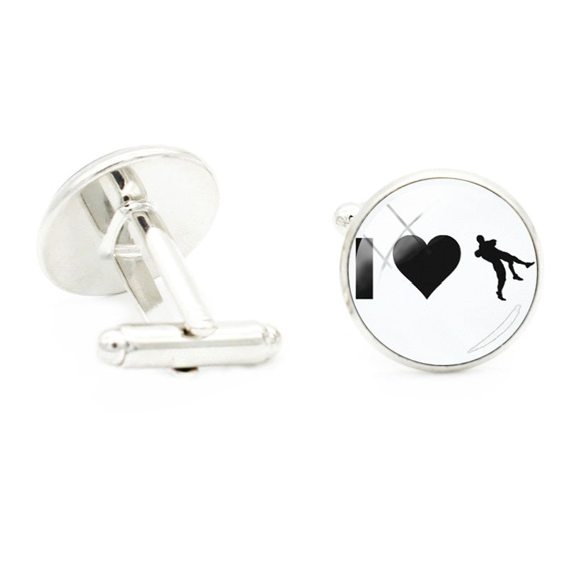 Glass Wrestling Cufflinks Men's Wedding Shirt Art Pattern Love Cufflink