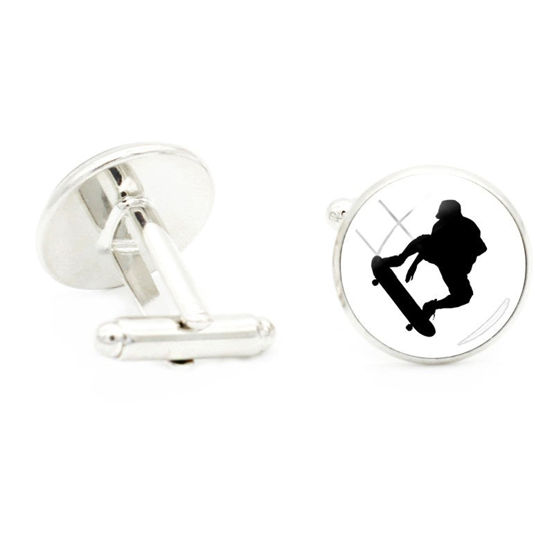 Skating Sport 16mm Glass Cufflinks For Men