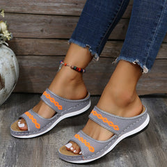 Women's Knit Detail Open Toe Slippers