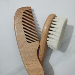 Infant Wooden Wool Brush Comb Newborn Bath Hair Brush Head Massager