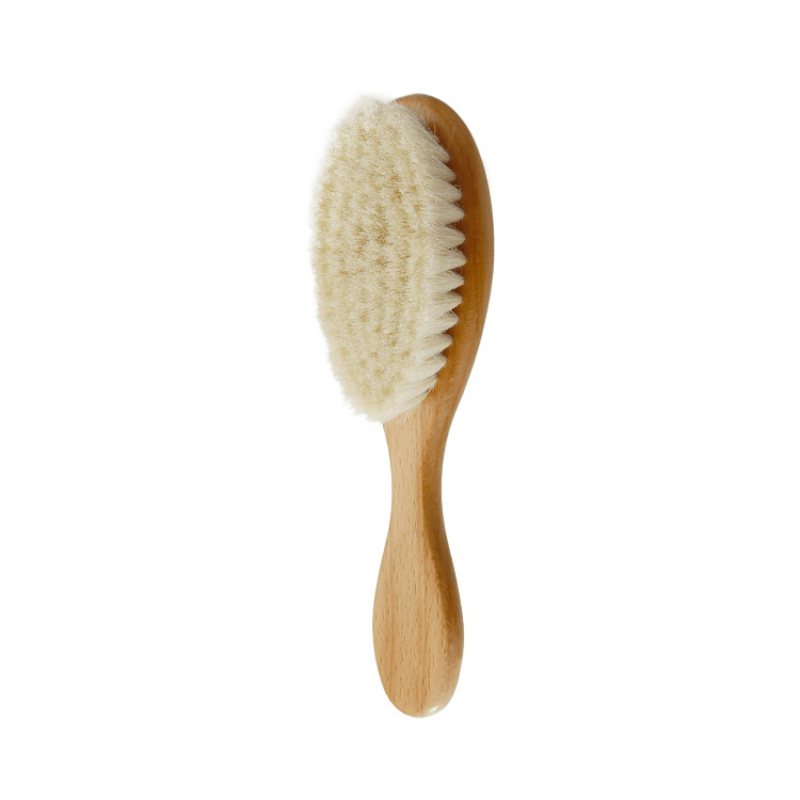 Infant Wooden Wool Brush Comb Newborn Bath Hair Brush Head Massager