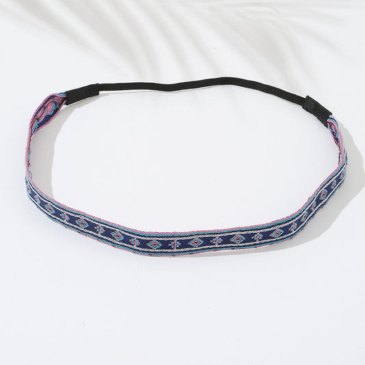 Geometric Pattern Embroidery Headband Ethnic Style Hair Band for Women