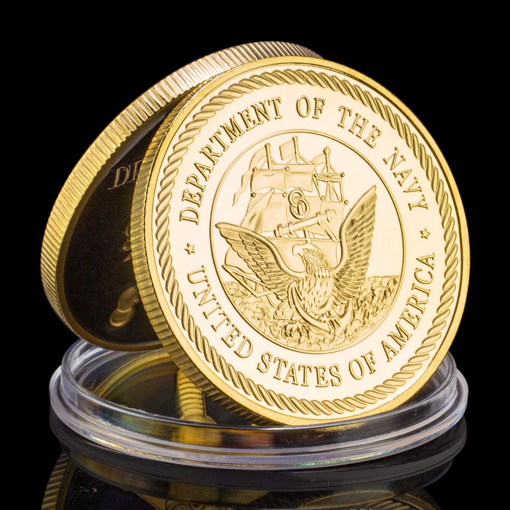 Plated Navy Challenge Coins - Military Memorabilia Collection