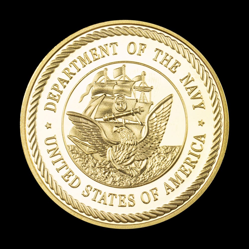 Plated Navy Challenge Coins - Military Memorabilia Collection