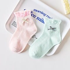 Girls Candy Princess Ankle Socks Lace Thin Breathable Short Crew Socks