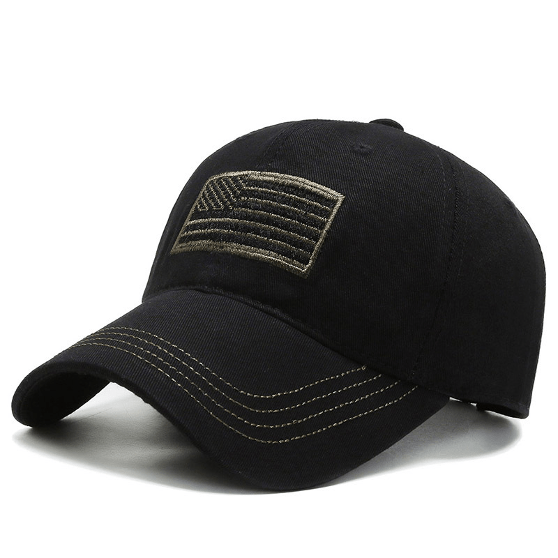 Army Camo Embroidered Flag Baseball Cap Men's Tactical Dad Hat