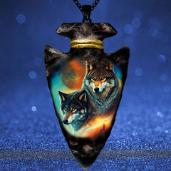 Boy's Wolf Necklace Hip hop Punk Style Geometric Triangle Pendant
