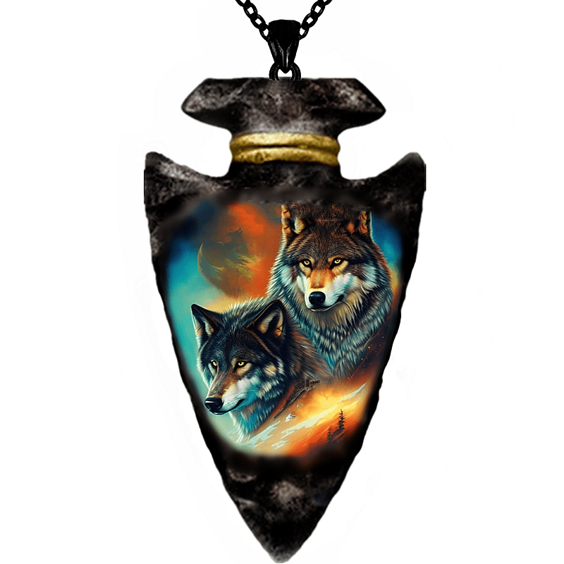 Boy's Wolf Necklace Hip hop Punk Style Geometric Triangle Pendant