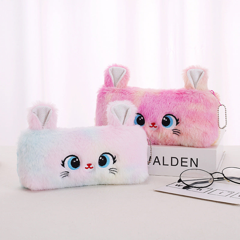 Cat Pattern Zipper Pencil Case Creative Student Stationery Case