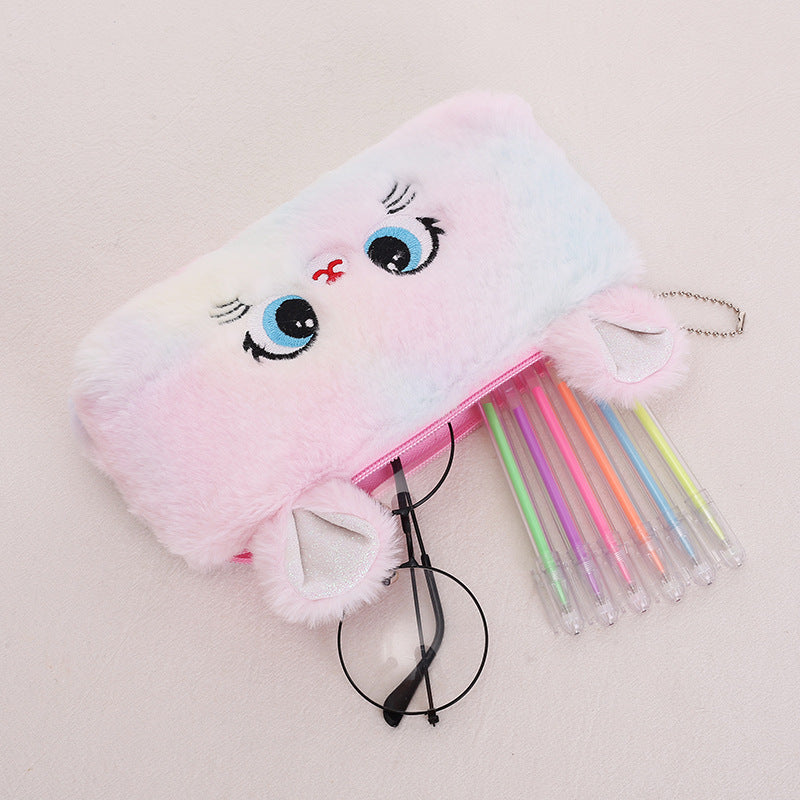 Cat Pattern Zipper Pencil Case Creative Student Stationery Case