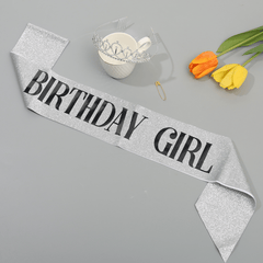 Crown & Pink Sash Crystal Tiara Set, Women Kids Birthday Decorations