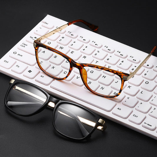 Light Blocking Glasses Square Clear Lens Anti Eyestrain Glasses