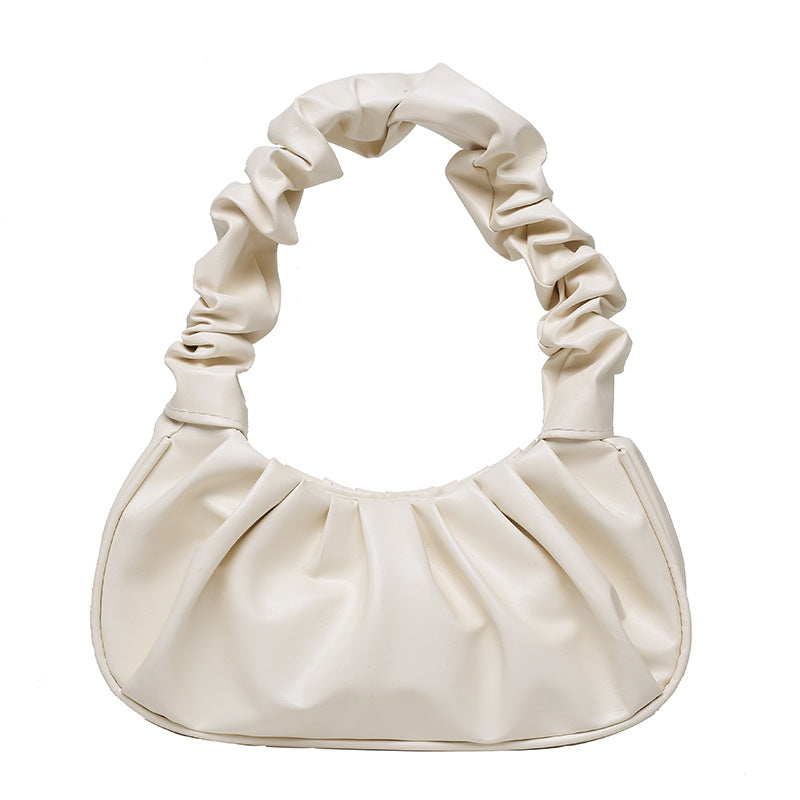 Cloud Pleated Hobo Shoulder Bag Solid Underarm Bag Women's Versatile Handbag