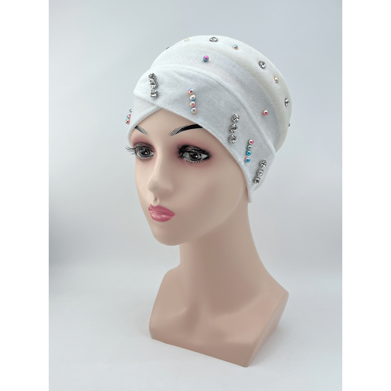 Velvet Turban Cap Rhinestone Elastic Head Wrap Bandana Women Chemo Hats