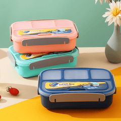 1300ml 4-Compartment Plastic Lunch Box Bento Box Microwaveable 3 Colors