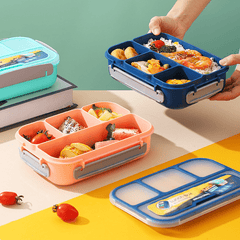 1300ml 4-Compartment Plastic Lunch Box Bento Box Microwaveable 3 Colors