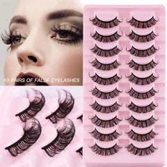 Curling Thick Volume Lashes Natural Look False Eyelashes 10 Pairs