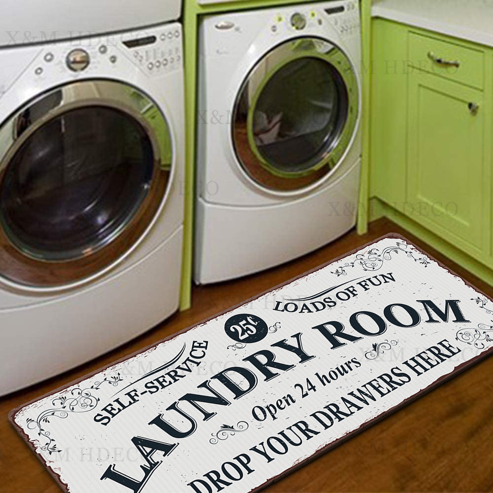 Waterproof Laundry Room Runner Rug Non Slip Machine Washable 24x71in