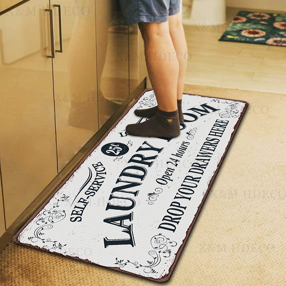 Waterproof Laundry Room Runner Rug Non Slip Machine Washable 24x71in