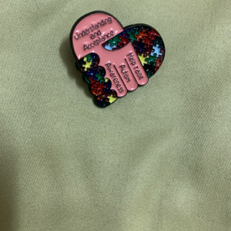 Block Heart Brooch Stainless Steel