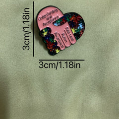 Block Heart Brooch Stainless Steel