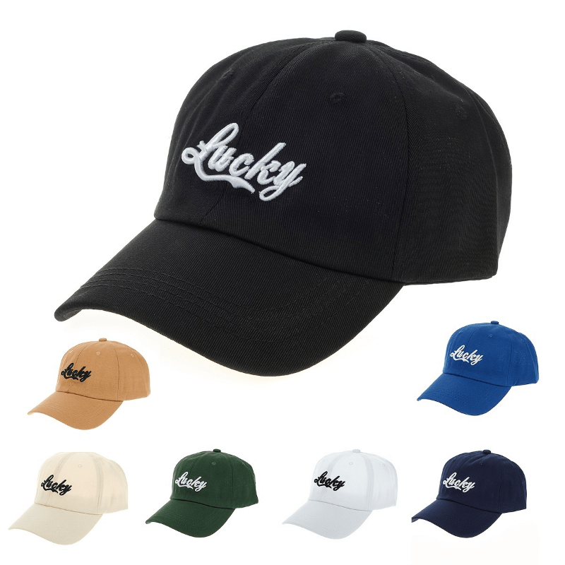 Cotton Baseball Cap Unisex LUCKY Embroidery Sun Hat Adjustable Sports Hat