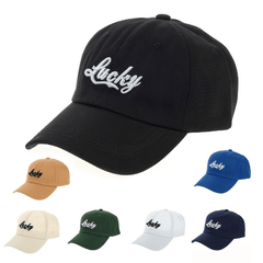 Cotton Baseball Cap Unisex LUCKY Embroidery Sun Hat Adjustable Sports Hat