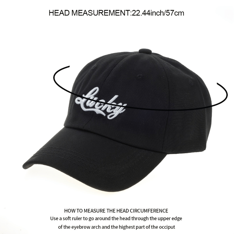 Cotton Baseball Cap Unisex LUCKY Embroidery Sun Hat Adjustable Sports Hat