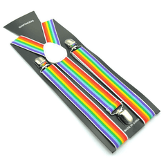 Rainbow Striped Suspenders Clip Colorful Adjustable Wide Suspender