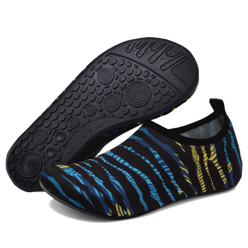 Men's Striped Slip On Water Shoes Breathable Lightweight Aqua Socks Non Slip