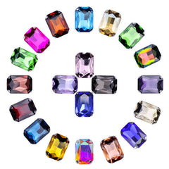 20pcs Crystal AB Glass Rhinestones Rectangle Shapes Sew On Gemstones