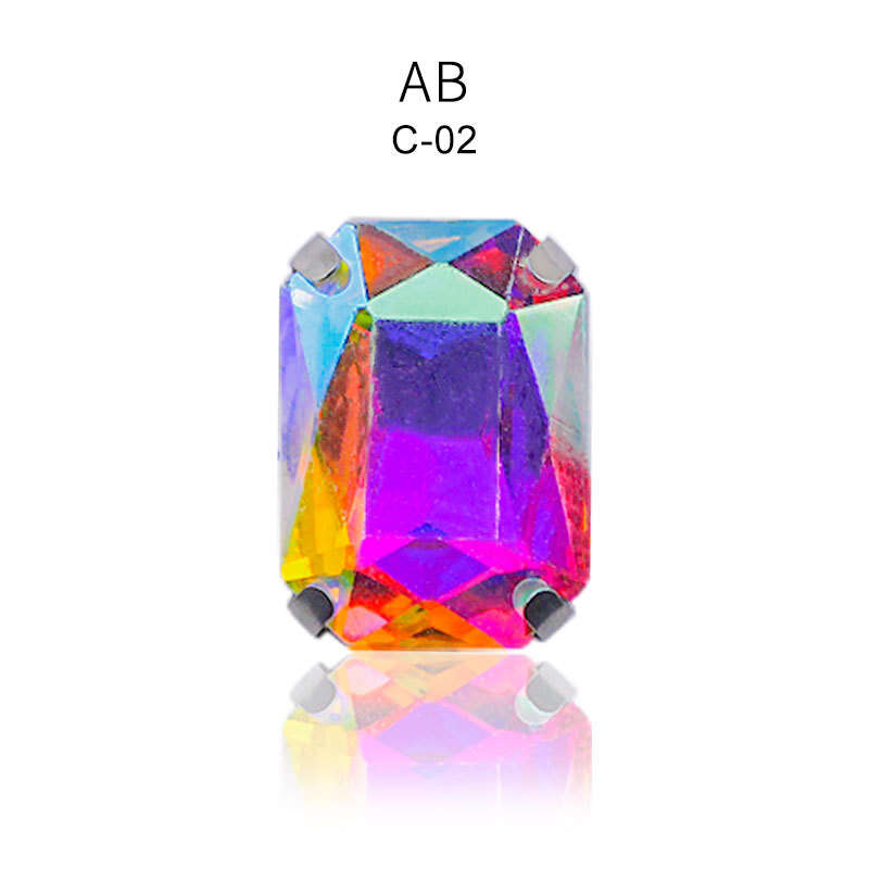 20pcs Crystal AB Glass Rhinestones Rectangle Shapes Sew On Gemstones