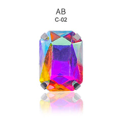 20pcs Crystal AB Glass Rhinestones Rectangle Shapes Sew On Gemstones