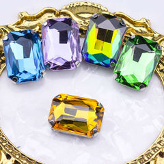 20pcs Crystal AB Glass Rhinestones Rectangle Shapes Sew On Gemstones