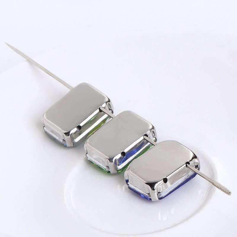 20pcs Crystal AB Glass Rhinestones Rectangle Shapes Sew On Gemstones