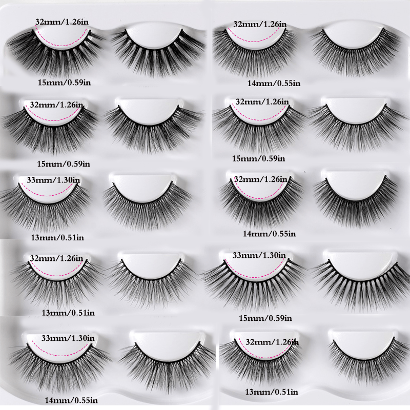10 Pairs 3D Fluffy False Eyelashes Natural Volume Long Makeup Lash Extension