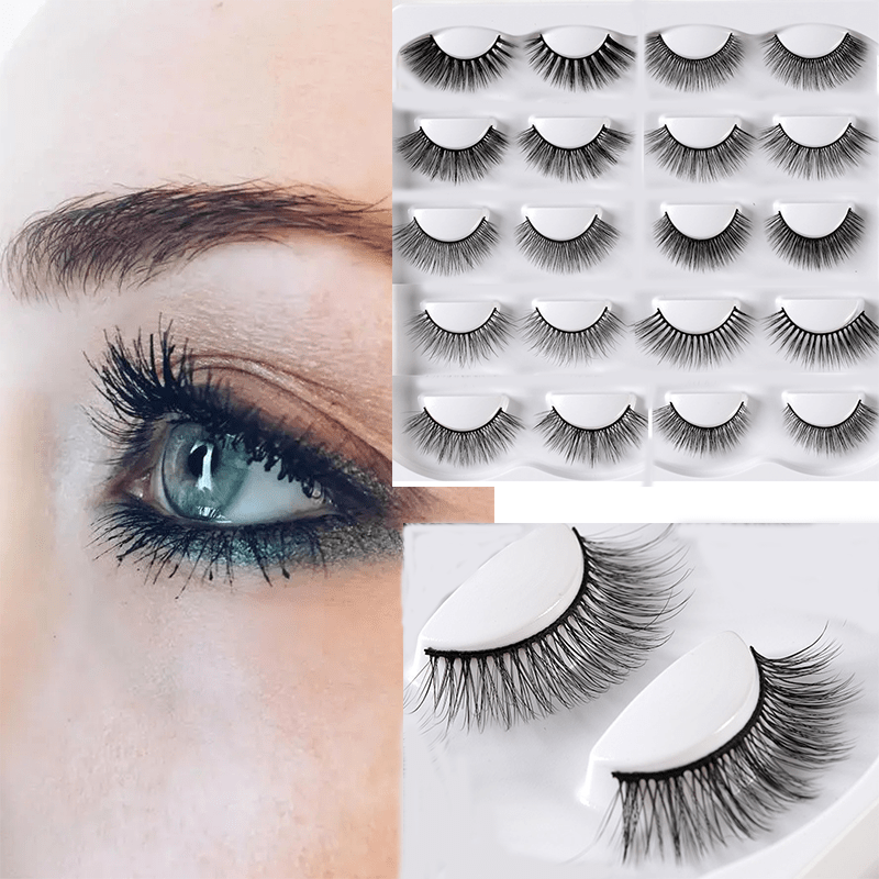 10 Pairs 3D Fluffy False Eyelashes Natural Volume Long Makeup Lash Extension