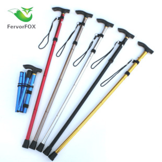 Telescopic Aluminum Mountaineering Cane for Elderly, Camping & Hiking
