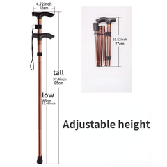 Foldable Trekking Pole - Adjustable Height - Non Slip Grip