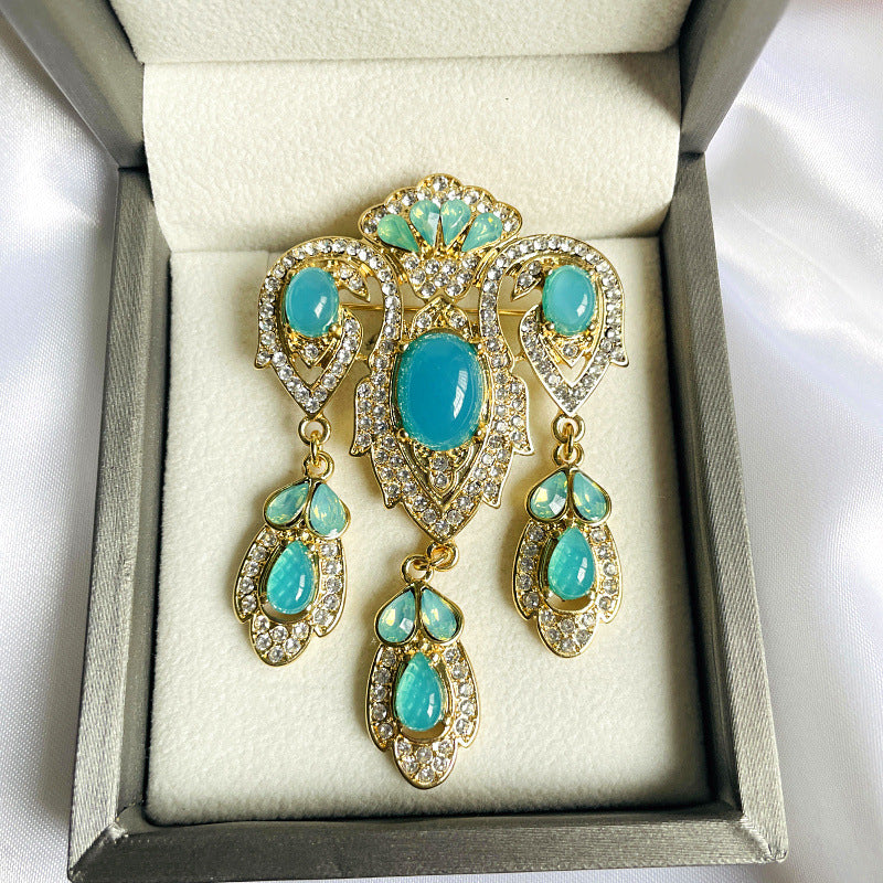 Medieval Court Style Crystal Brooch Scarf Buckle Cheongsam Accessories