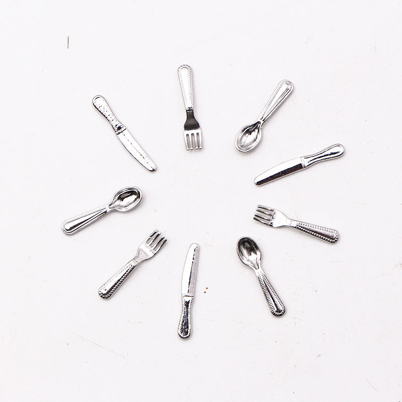1/12 Dollhouse Cutlery Set Plastic Tableware Utensils Halloween Decoration
