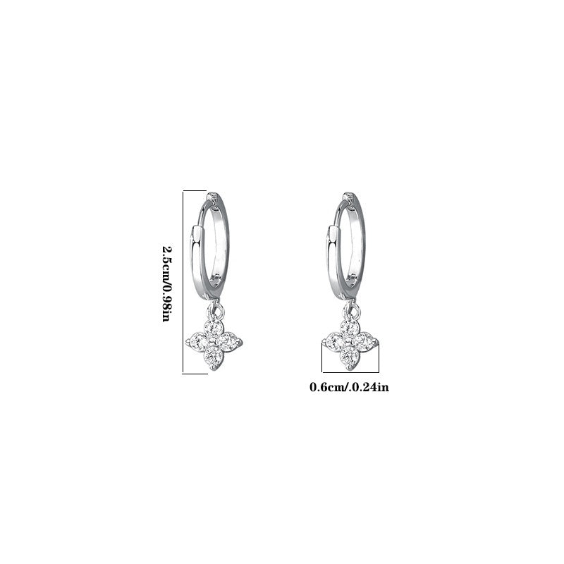 Sparkling Zircon Dangle Earrings Japanese Style 18K Plated