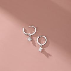 Sparkling Zircon Dangle Earrings Japanese Style 18K Plated