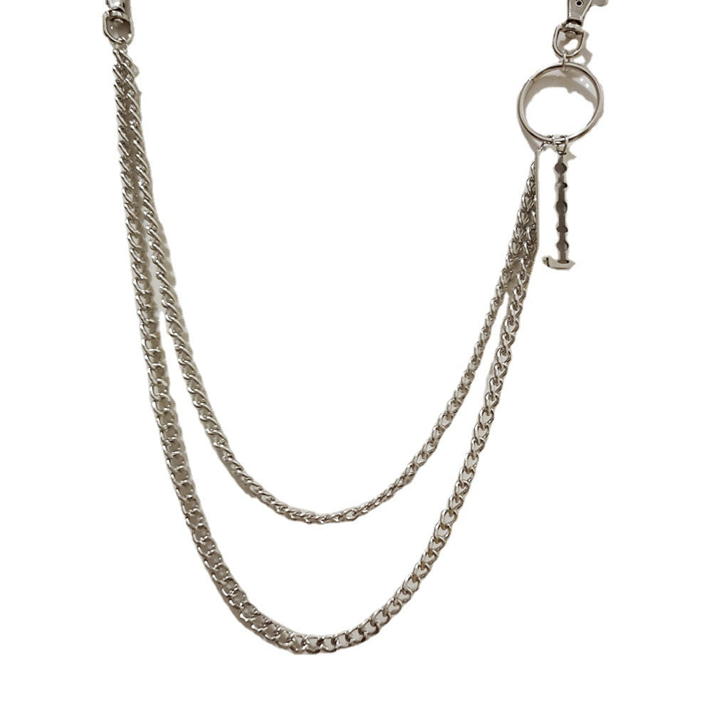 Single Three Layer Belt Key Chain Waist Chain Punk Hip Hop Pants Jeans