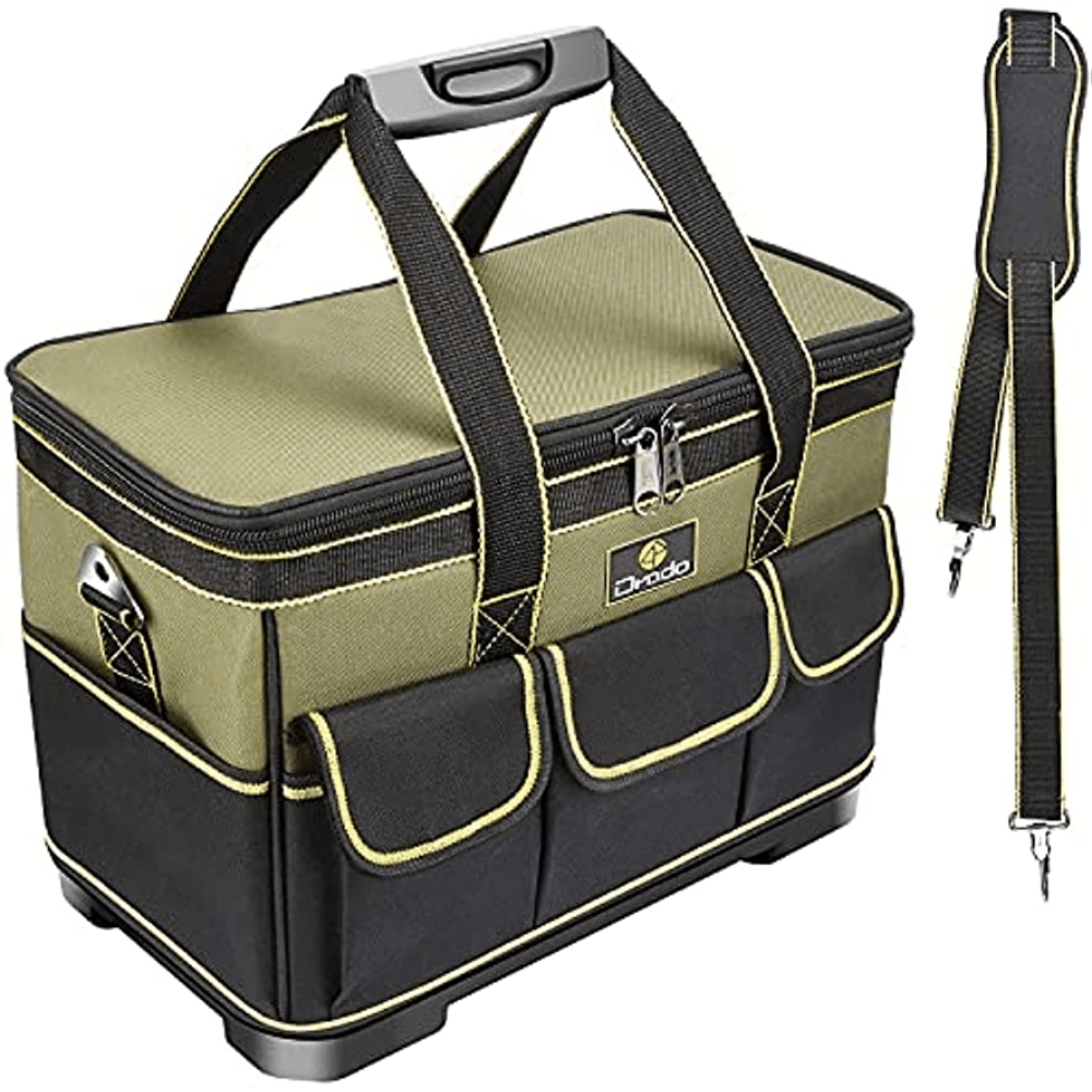 Professional Waterproof Tool Bag with Hard Bottom & Adjustable Shoulder Strap