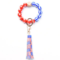 Independence Beaded Keychain Flap Bracelet Tassel Pendant