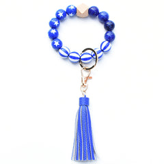 Independence Beaded Keychain Flap Bracelet Tassel Pendant
