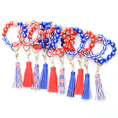 Independence Beaded Keychain Flap Bracelet Tassel Pendant