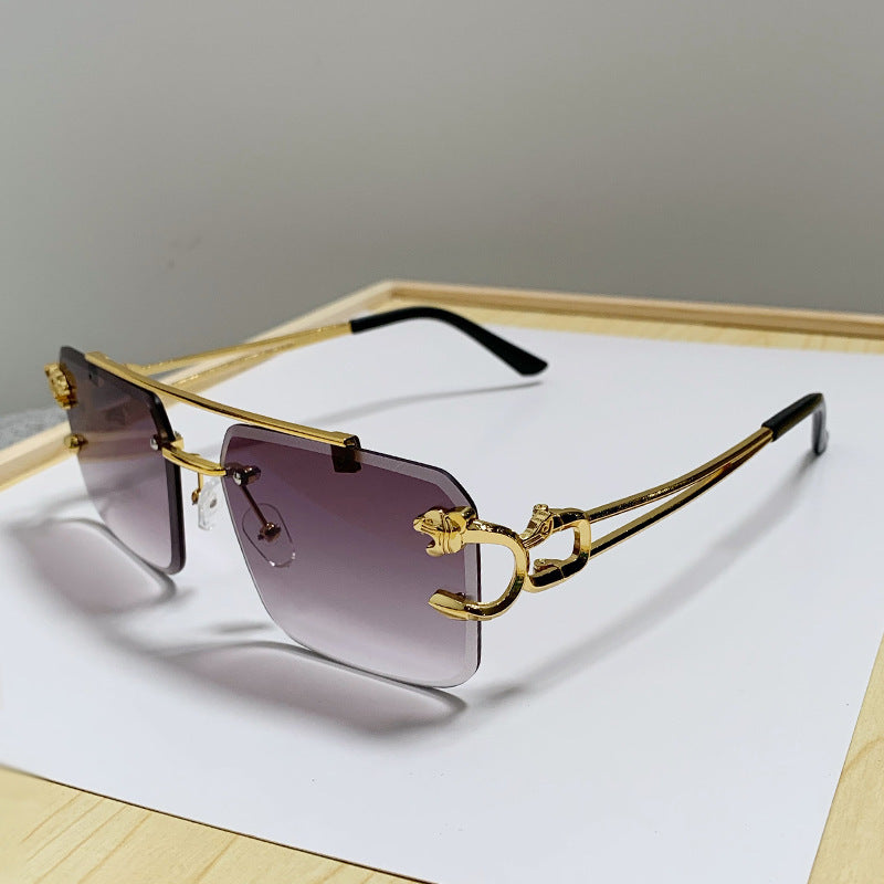 Men's Tiger Head Rimless Sunglasses for Street Photography