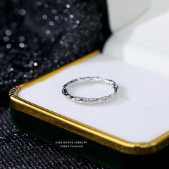 S925 Silver Sugar Paper Textured Circle Ring Silver/Gold Open Ring